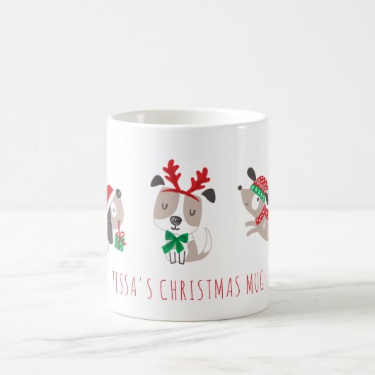 Mug Chiens de noël mignons en blanc (Centre)