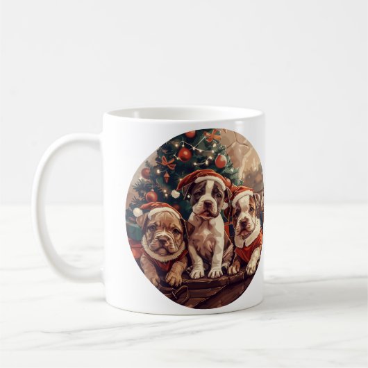 Mug Chiens de Noël Pit Bull chiots (Gauche)