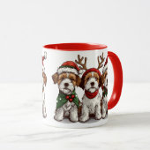 Mug Chiens de Noël Welsh Wire Fox Terrier (Devant droit)