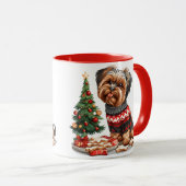 Mug Chiens de Noël Yorkshire Terrier (Devant droit)