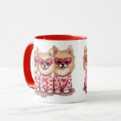 Mug Chiens de Poméranie de la Saint-Valentin (Devant gauche)
