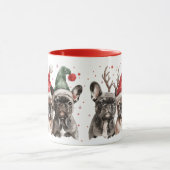 Mug Chiens de rennes de taureau français de Noël (Centre)