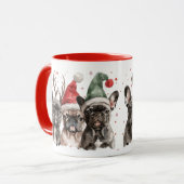 Mug Chiens de rennes de taureau français de Noël (Devant gauche)