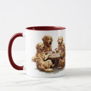 Mug Chiens De Retriever Mignons Jouer Des Cartes