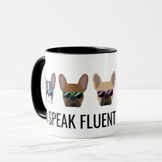 Mug Chiens de taureaux français amusants | Je parle fr (Devant gauche)