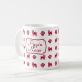 Mug Chiens de taureaux français aux roses rouges et au (Devant gauche)