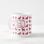 Mug Chiens de taureaux français aux roses rouges et au (Devant gauche)
