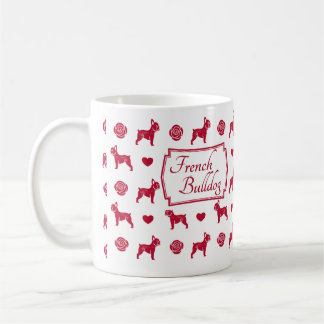 Mug Chiens de taureaux français aux roses rouges et au