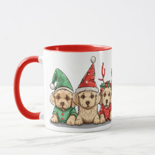 Mug Chiens de triage de Noël Jaune Labrador