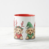 Mug Chiens de triage de Noël Jaune Labrador (Centre)