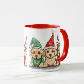 Mug Chiens de triage de Noël Jaune Labrador (Devant droit)