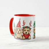 Mug Chiens de triage de Noël Jaune Labrador (Devant gauche)
