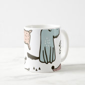 Mug Chiens d'enfants, dessinés à la main, motif à la m (Devant droit)