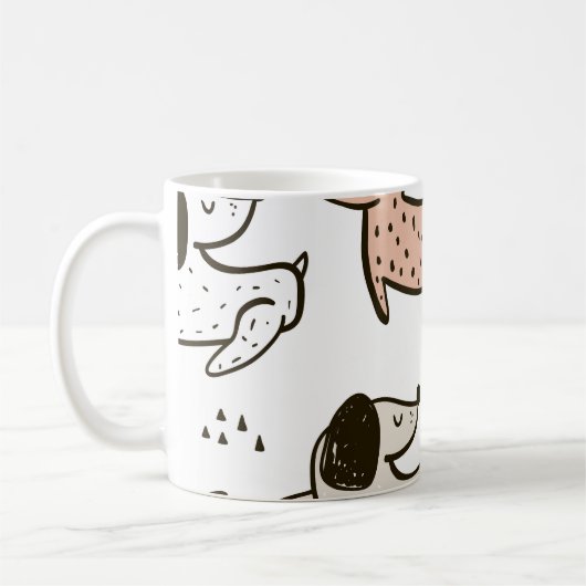 Mug Chiens d'enfants, dessinés à la main, motif à la m (Gauche)