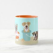 Mug Chiens d'été de plage Bleu Orange (Centre)