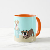 Mug Chiens d'été de plage Bleu Orange (Devant droit)