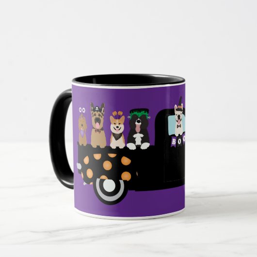 Mug Chiens D'Halloween Dans Un Camion De Ramassage (Devant gauche)