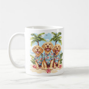 Mug Chiens d'or rétriquant portant des chemises hawaïe