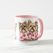 Mug Chiens du Yorkshire Terrier de Valentines Day (Devant droit)