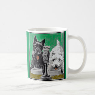 Mug Chiens écossais Blackie et Whitie à la radio