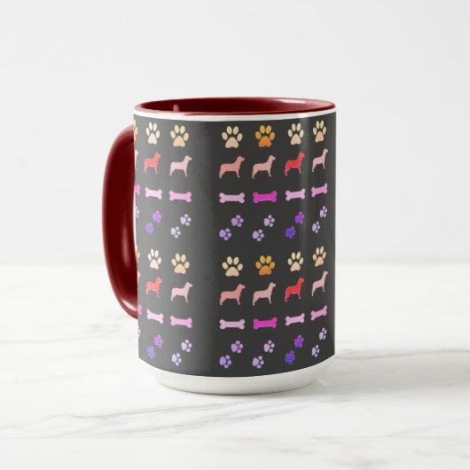 Mug Chiens, Empreintes de pattes et os de chien Café M (Devant gauche)