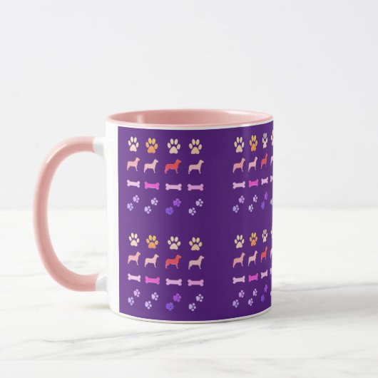 Mug Chiens, Empreintes de pattes et os de chien Café M (Gauche)