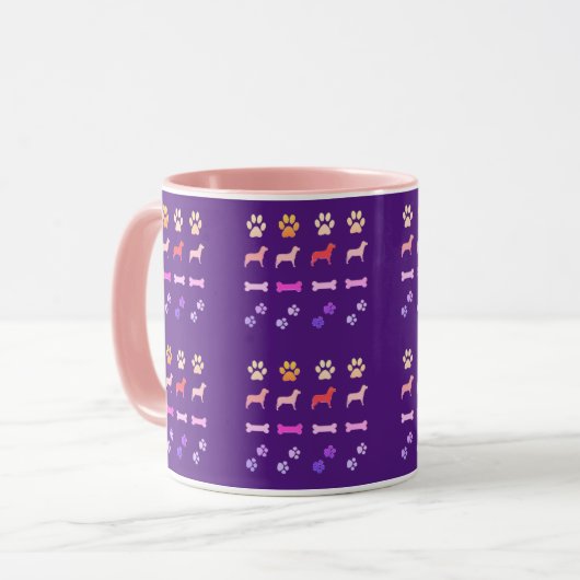 Mug Chiens, Empreintes de pattes et os de chien Café M (Devant gauche)