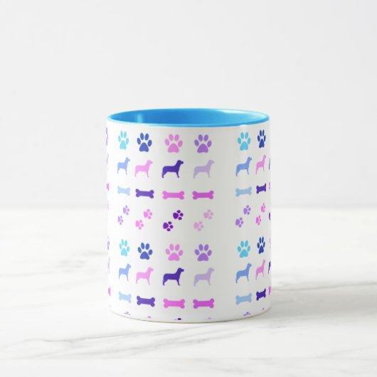 Mug Chiens, Empreintes de pattes et os de chien Café M (Centre)
