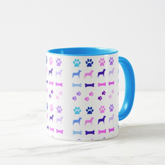 Mug Chiens, Empreintes de pattes et os de chien Café M (Devant droit)