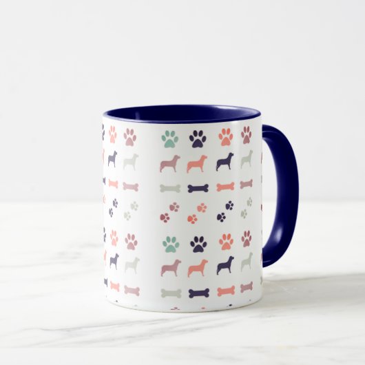 Mug Chiens, Empreintes de pattes et os de chien Café M (Devant droit)