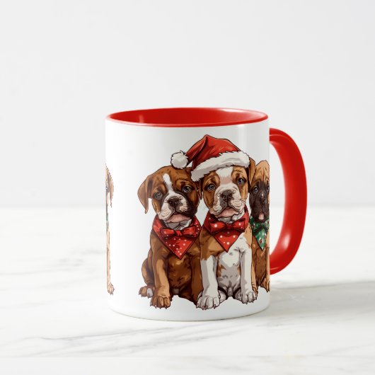 Mug Chiens en boîte de Noël (Devant droit)