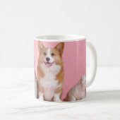 Mug Chiens et chats roses Nom modifiable Personnalisé  (Devant droit)