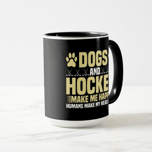 Mug Chiens et hockey me rendent heureux (Devant droit)
