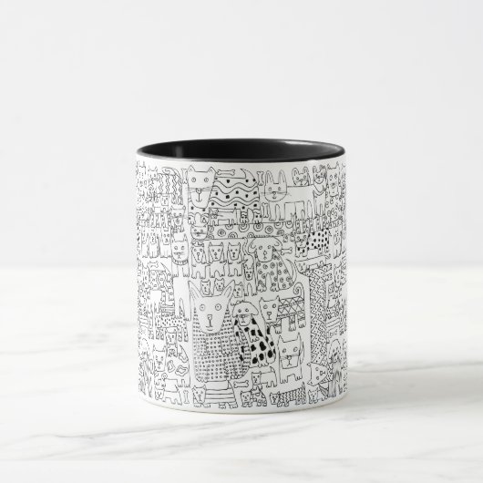 Mug Chiens et Marionnettes Noirs et Blancs à la mode (Centre)