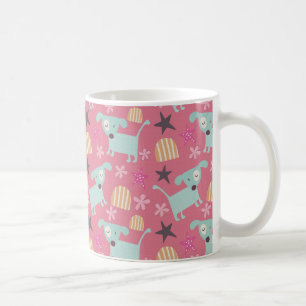 Mug Chiens, étoiles et fleurs