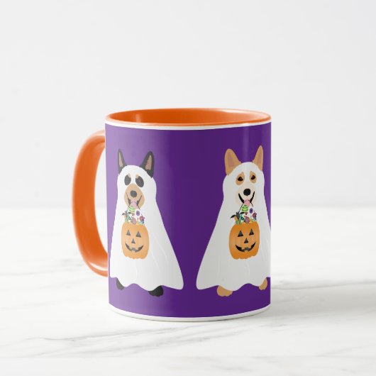 Mug Chiens fantômes de Corgi Halloween (Devant gauche)