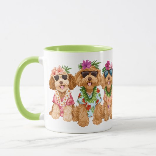 Mug Chiens Goldendoodle Hawaïens Lei de Fleurs (Gauche)