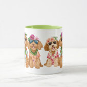 Mug Chiens Goldendoodle Hawaïens Lei de Fleurs (Centre)