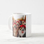 MUG CHIENS HEUREUX EN CASQUETTE ROUGE (Devant gauche)