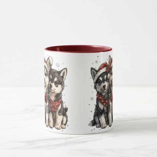 Mug Chiens Husky de Noël (Centre)