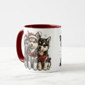 Mug Chiens Husky de Noël (Devant gauche)
