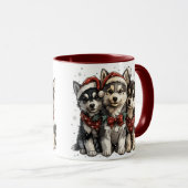 Mug Chiens Husky de Noël (Devant droit)
