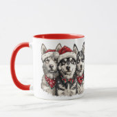 Mug Chiens Husky de Noël (Gauche)