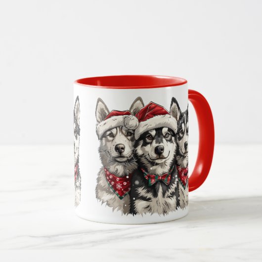 Mug Chiens Husky de Noël (Devant droit)
