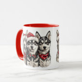 Mug Chiens Husky de Noël (Devant gauche)
