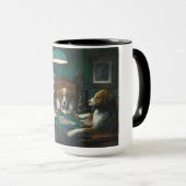 Mug Chiens jouant au poker (jeu de carte animale) (Devant droit)