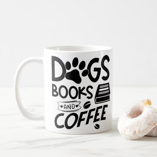 Mug Chiens Livres Typographie Café Citation Dit Lectur (Avec donut)
