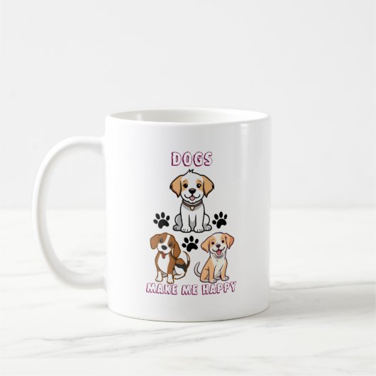 Mug Chiens me rendent heureux - mignon Amoureux des ch (Gauche)