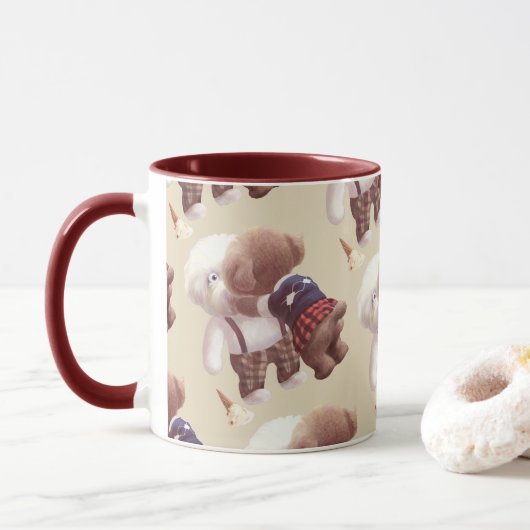 Mug Chiens mignons Accrochage (Avec donut)