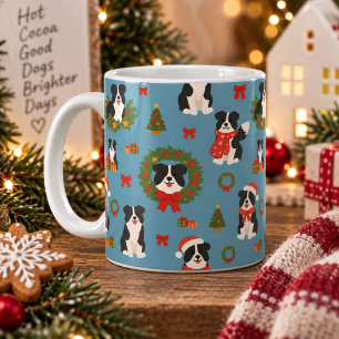 Mug Chiens mignons Border Collie Motif de Noël Vacance